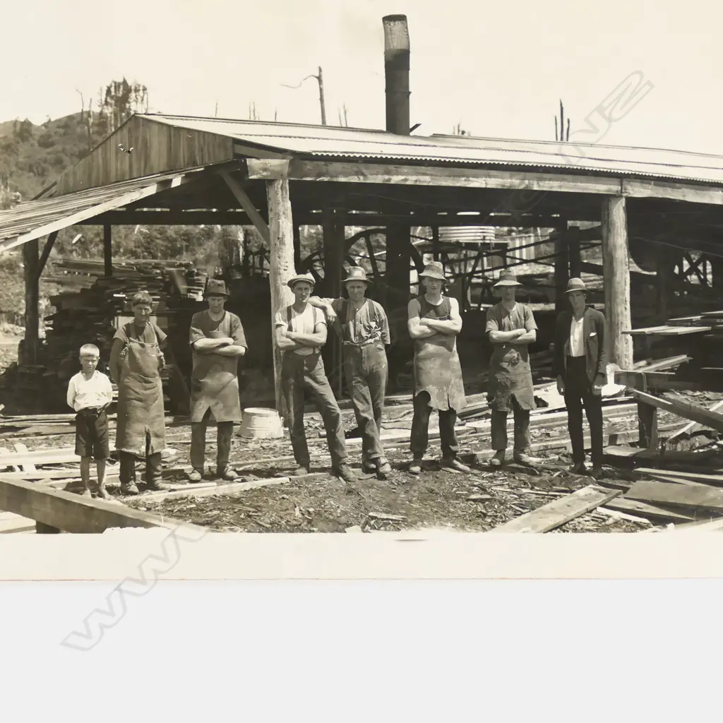 2 VINTAGE PANORAMIC NZ  PHOTOS of a bush sawmill W.580 & 1160mm Image 1++